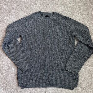 Buffalo David Britton Men's Black and Gray Long Sleeve 100% Cotton Crewneck